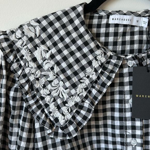 Warehouse Black and White Checkered Blouse - Picture 2 of 6